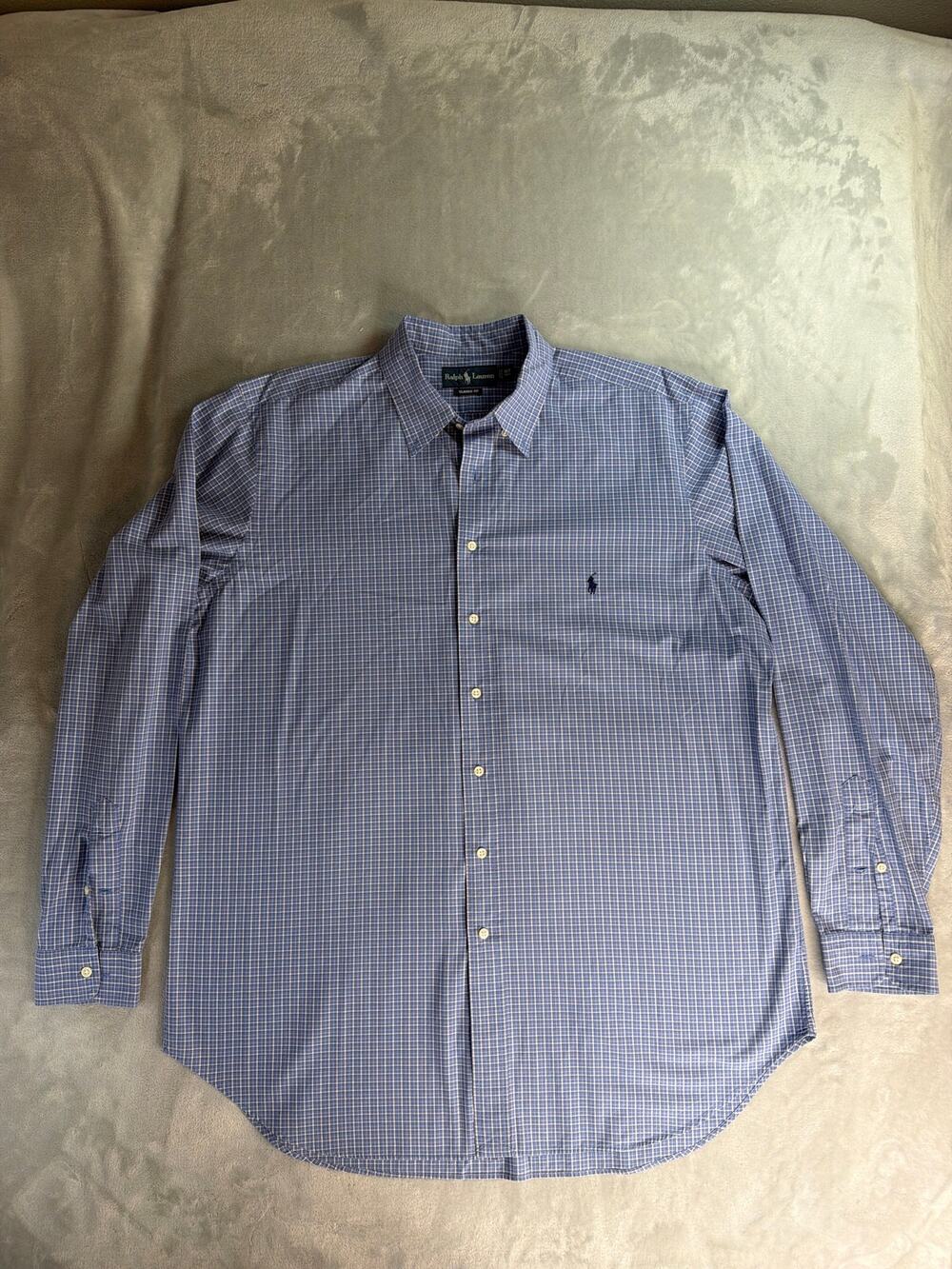 Polo Ralph Lauren Shirt Mens XLT Blue Gingham Check Long Sleeve Big & Tall Fit